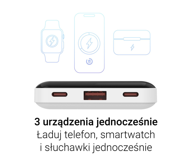 Silver Monkey Powerbank Smart 10 000 mAh 22.5W Biały - 1481439 - zdjęcie 5